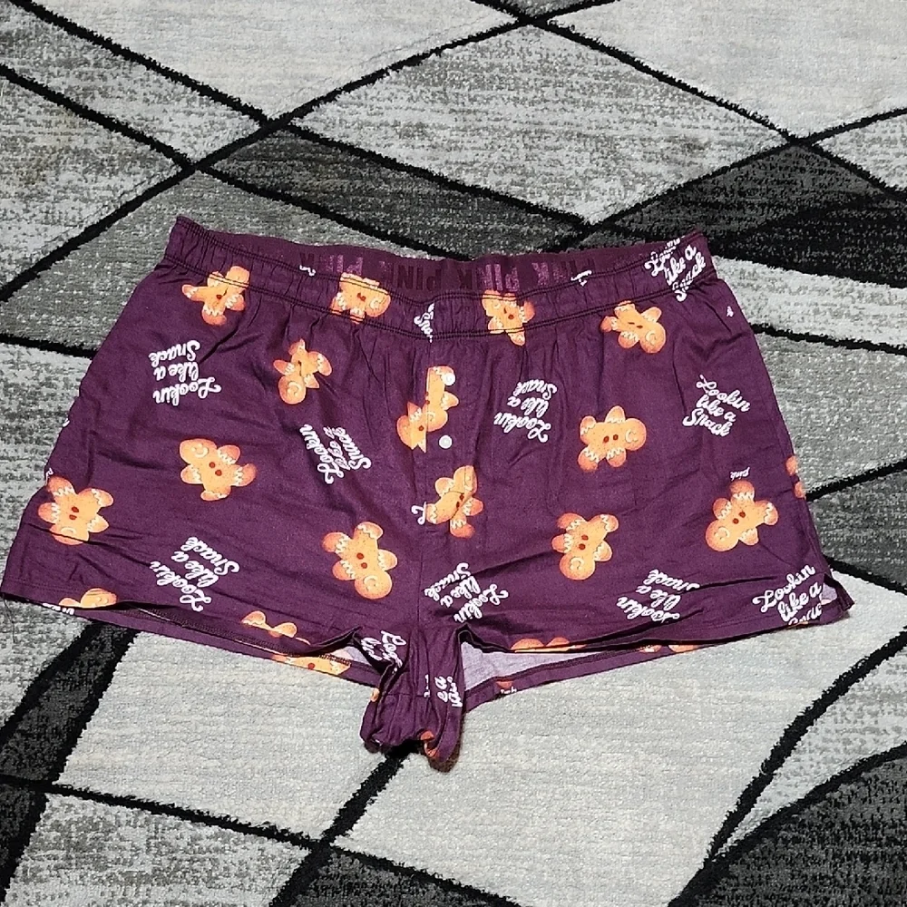 VS PINK 2019 GINGERBREAD LOUNGE BOXY SHORT LARGE
